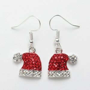 NWT Merry Rhinestone Santa Hat Earrings